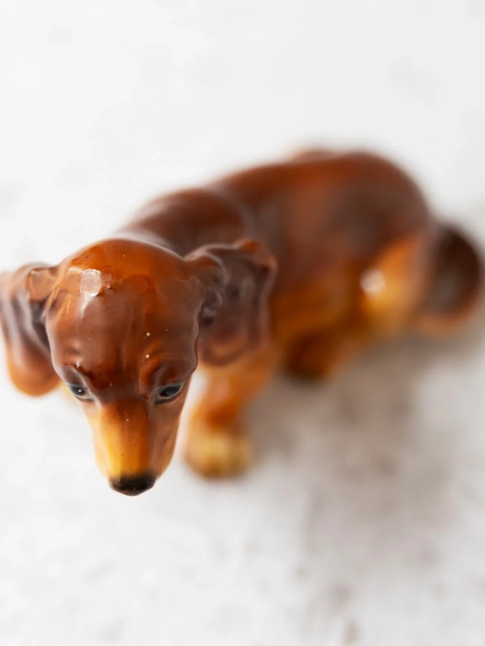 Vintage ceramic sad mopey Dachshund dog figurine possibly Lefton Japan